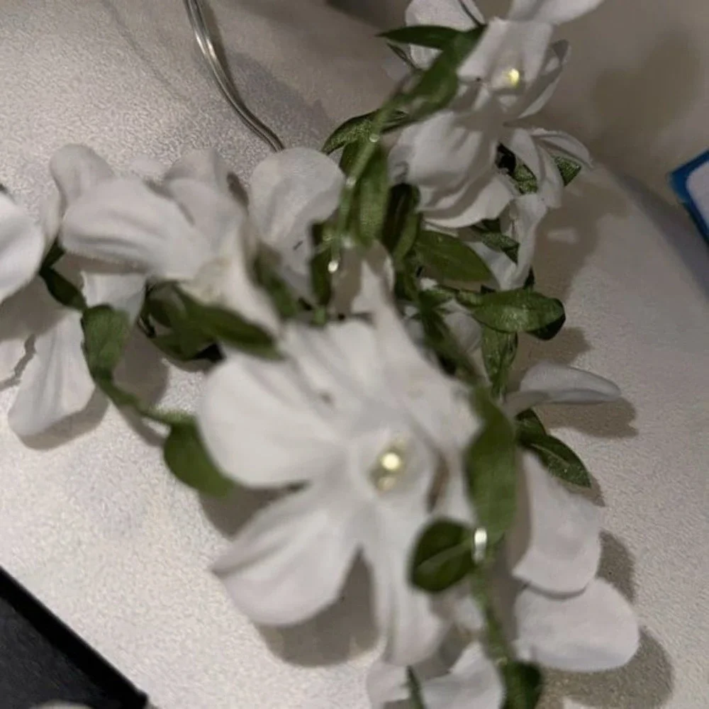 Floral String Lights with White Petals